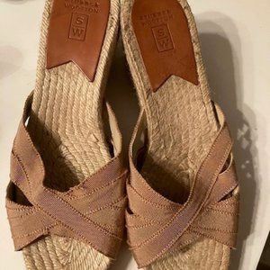 Stubbs & Wootton Espadrilles Wedge Platform Sandals - Tan, Size 8